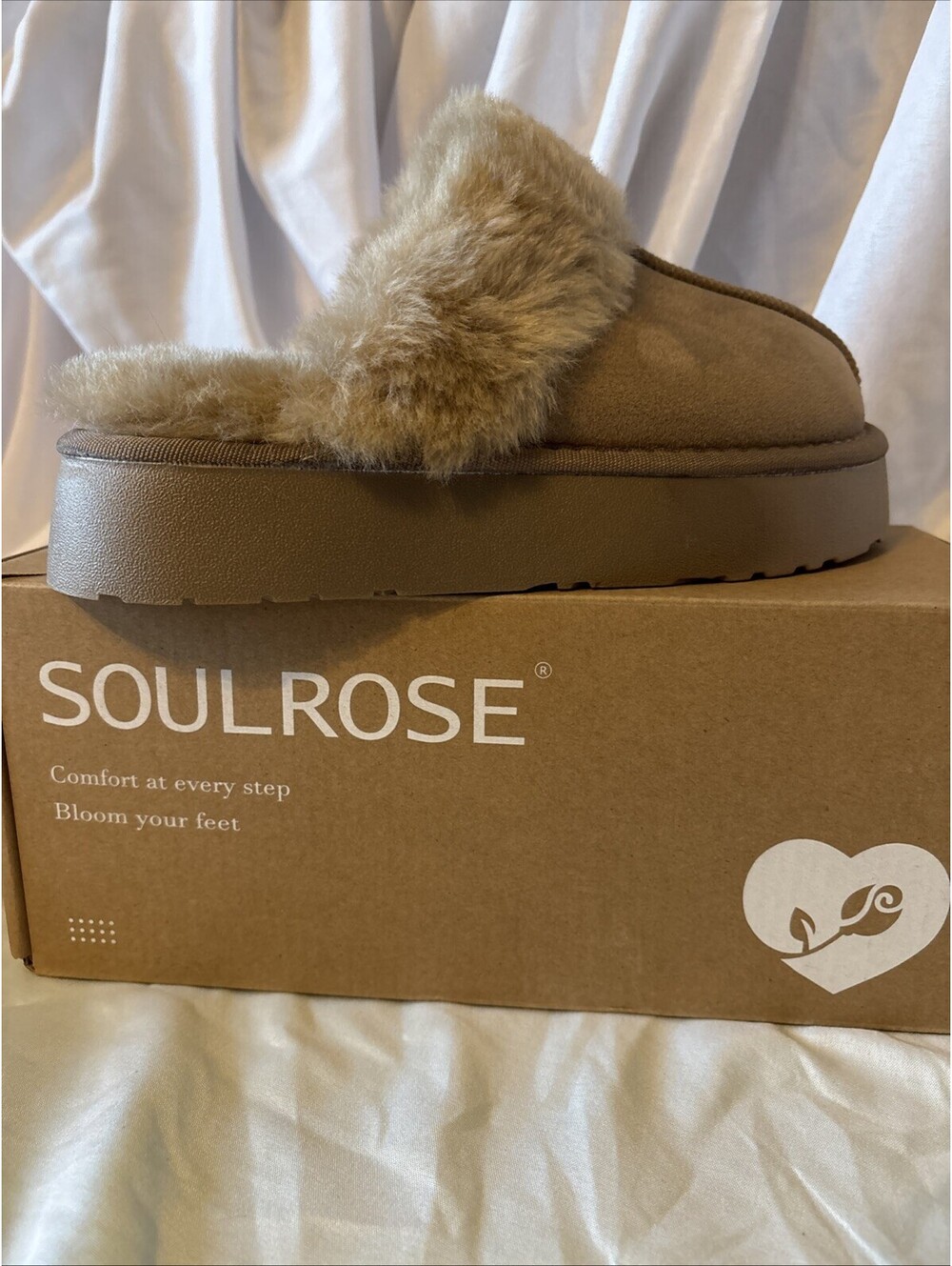 SoulRose, Faux Suede Platform Slippers - Picture 3 of 5